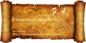 Ferencsik Arián névjegykártya